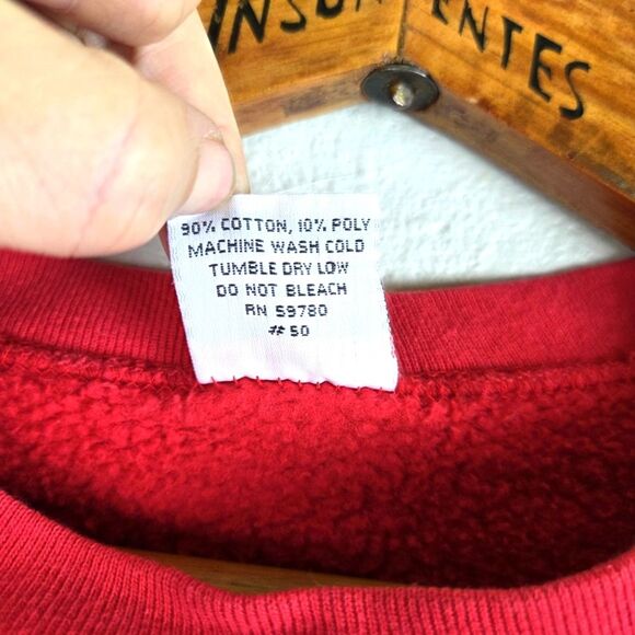 Women's 90's Y2k Vintage Guess Jeans Red Pullover Sweatshirt Size Medium - Picture 6 of 10